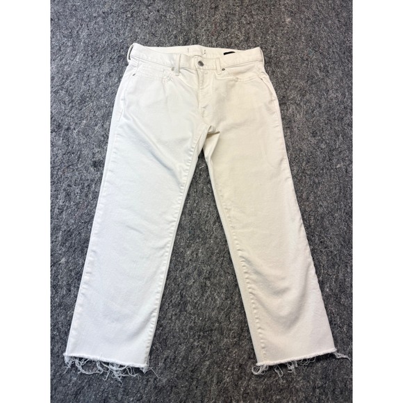 GAP Denim - Gap Girlfriend Jeans White Raw Hem Stretch Denim Pants 28P Petite